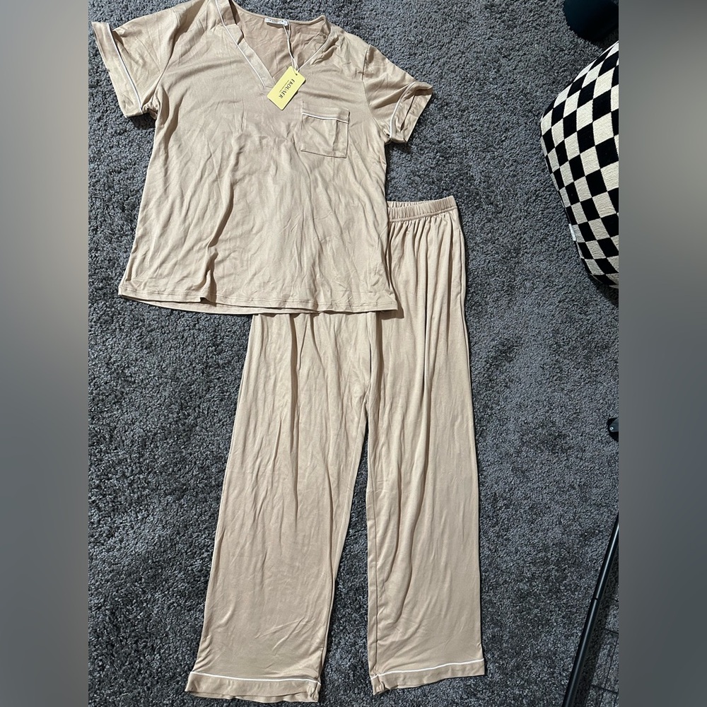 Women's Tan Pajama Set